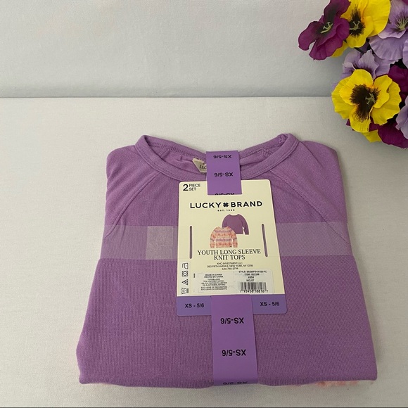 Lucky Brand Girls 2-Pack Long Sleeve Tee Knit Tops, NWT - Picture 2 of 4